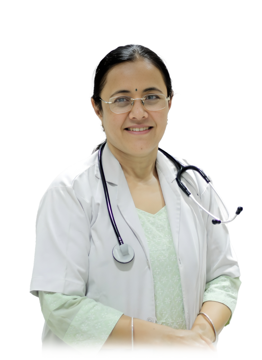Dr Geeta Guwalani Bhopal Samarth IVF Samarth IVF Female doctor in white coat with stethoscope smiling at the camera